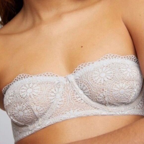 Free People 34C NWT Starla Light Blue Gray Lace Convertible Underwire Bra - Picture 1 of 6